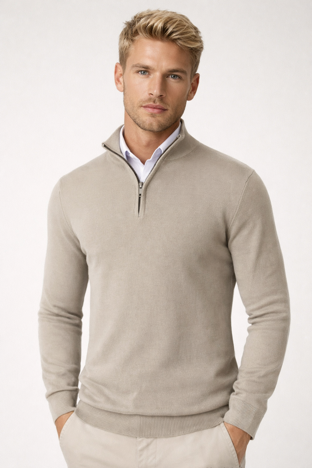 Pullover Herren mit Halbzip und hohem Kragen – Moderner Schnitt und lässiger Look - J&B - 8 - Jasminaboutique.com