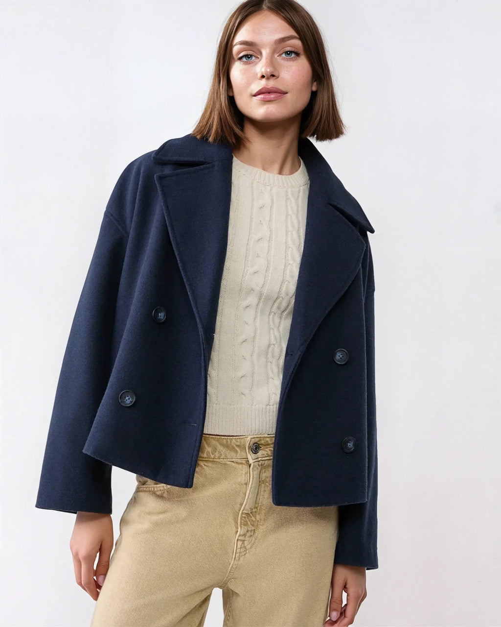 Jacke Damen Kurze, taillierte Form mit Doppelreiher und Revers - J&B - 1 - Jasminaboutique.com