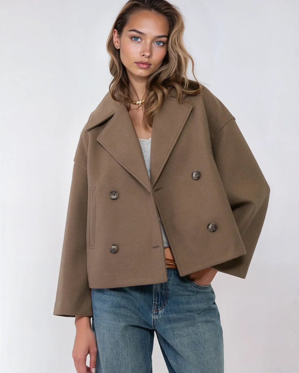 Jacke Damen Kurze, taillierte Form mit Doppelreiher und Revers - J&B - 9 - Jasminaboutique.com