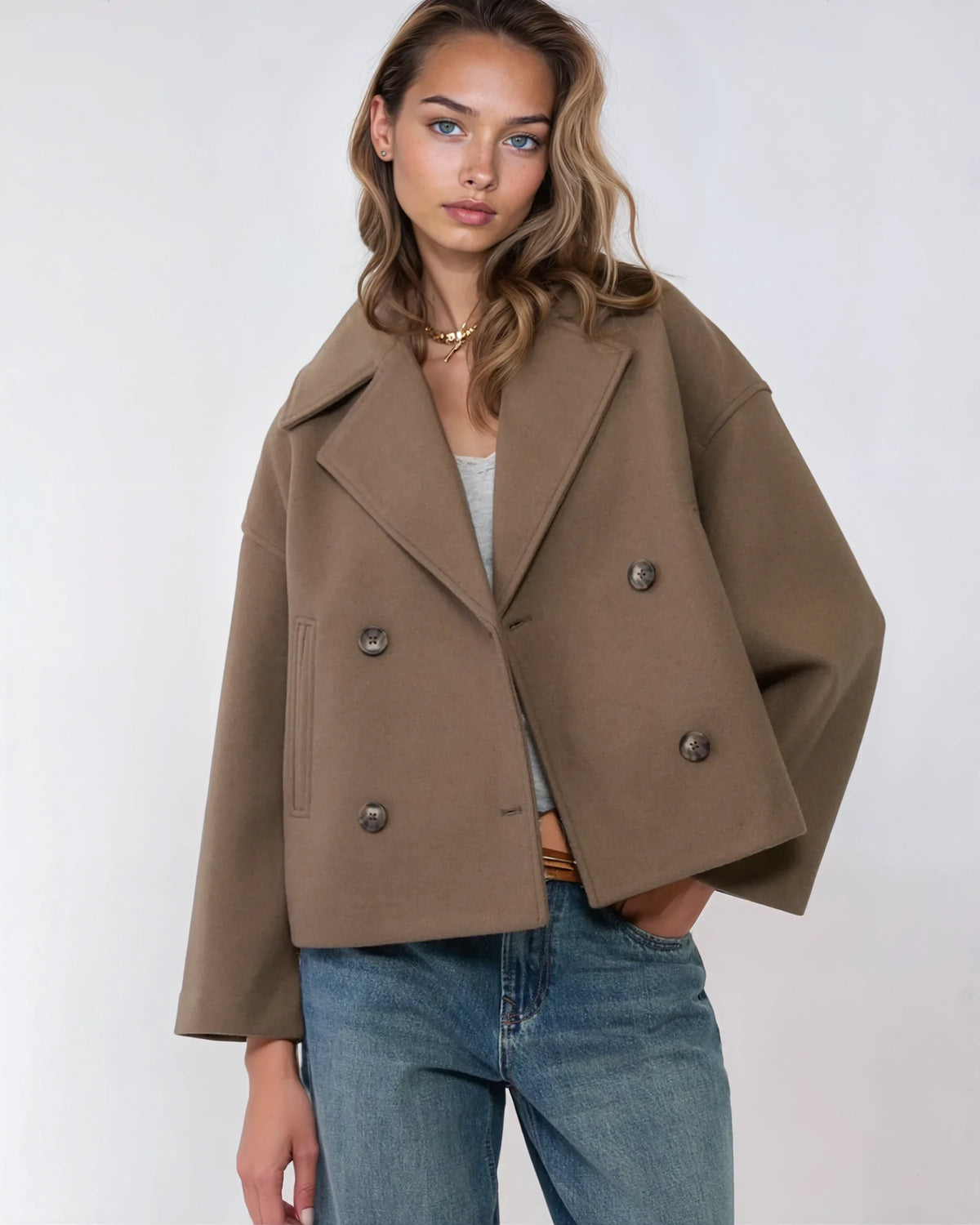 Jacke Damen Kurze, taillierte Form mit Doppelreiher und Revers - J&B - 9 - Jasminaboutique.com