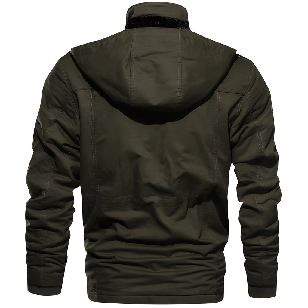 Herrenjacke – Militärische Silhouette mit verstellbarem Bund und praktischen Taschen - J&B - 3 - Jasminaboutique.com