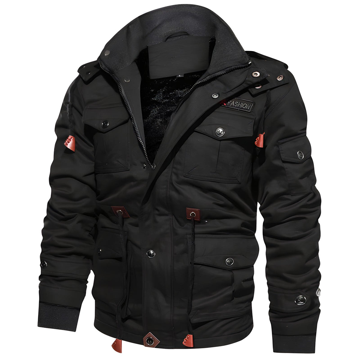 Herrenjacke – Militärische Silhouette mit verstellbarem Bund und praktischen Taschen - J&B - 8 - Jasminaboutique.com