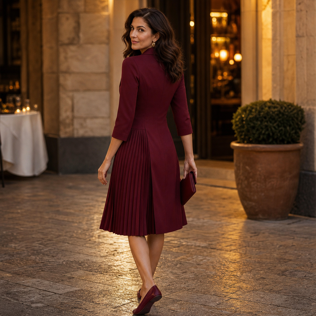 Kleid Damen mit asymmetrischem Schnitt und tailliertem Blazer-Oberteil - J&B - 5 - Jasminaboutique.com