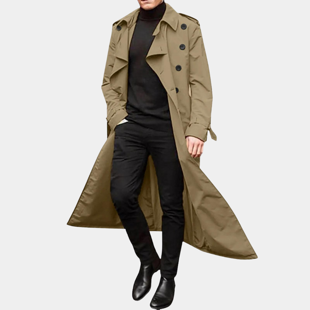 Trenchcoat Herren – Klassische Lange Jacke mit Eleganter Silhouette - J&B - 1 - Jasminaboutique.com