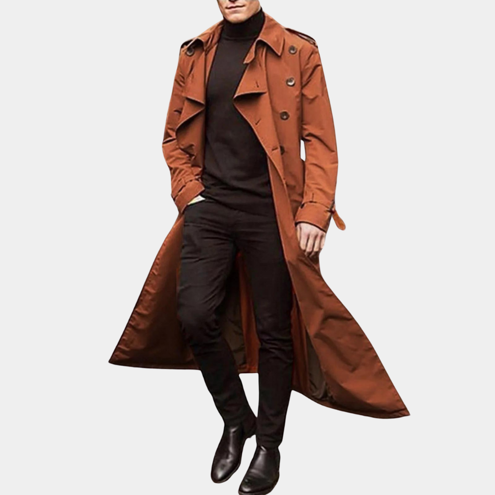 Trenchcoat Herren – Klassische Lange Jacke mit Eleganter Silhouette - J&B - 5 - Jasminaboutique.com