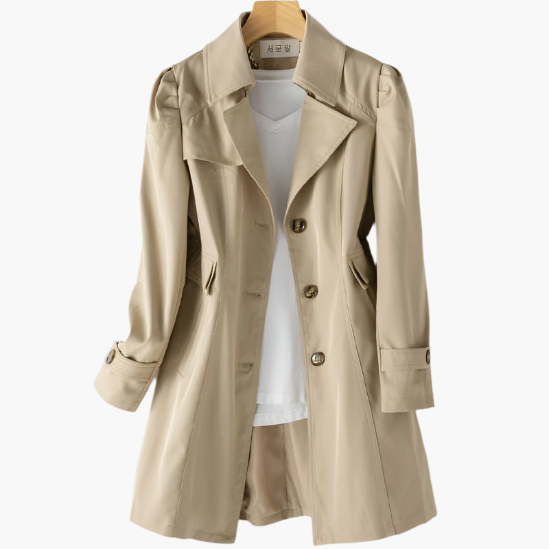 Trenchcoat Damen Figurbetonte Silhouette Klassische Details - J&B - 7 - Jasminaboutique.com