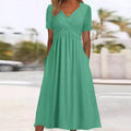 Damen Kleid V-Ausschnitt kurze Ärmel - J&B - 6 - Jasminaboutique.com