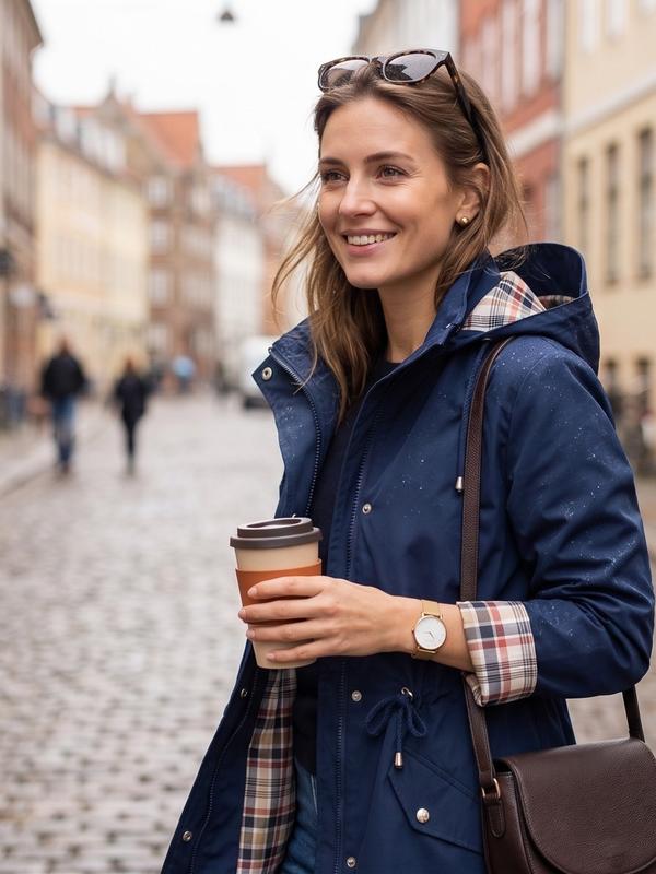 Damen Trenchcoat mit Kapuze und Taillenzug - J&B - 16 - Jasminaboutique.com