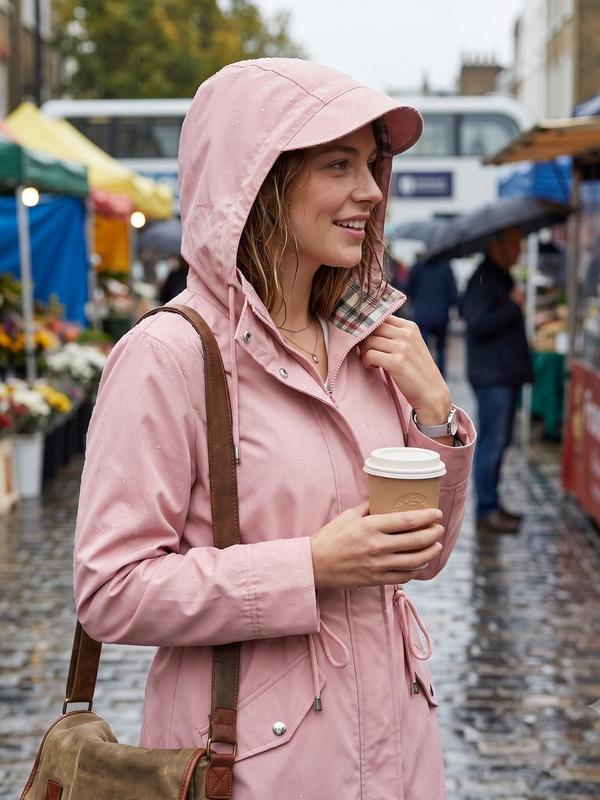Damen Trenchcoat mit Kapuze und Taillenzug - J&B - 18 - Jasminaboutique.com