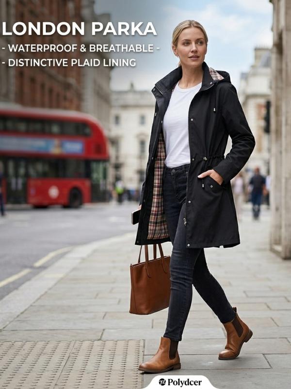 Damen Trenchcoat mit Kapuze und Taillenzug - J&B - 21 - Jasminaboutique.com