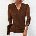 Bluse Damen mit elegantem V-Ausschnitt und transparenten Ärmeln - J&B - 6 - Jasminaboutique.com