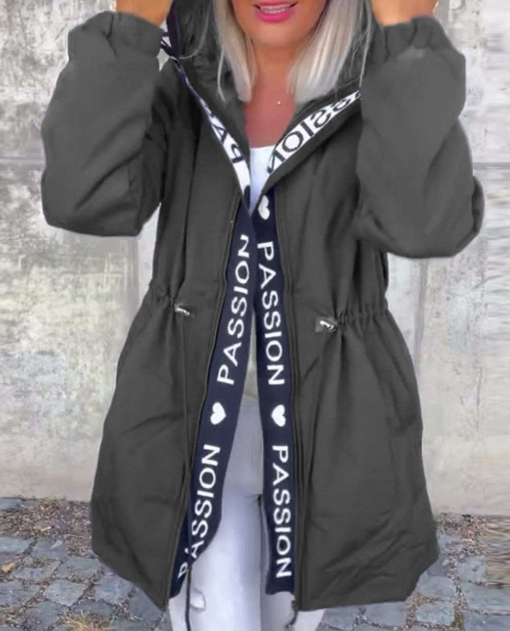 Jacke Damen mit Kapuze und Kordelzug - J&B - 8 - Jasminaboutique.com