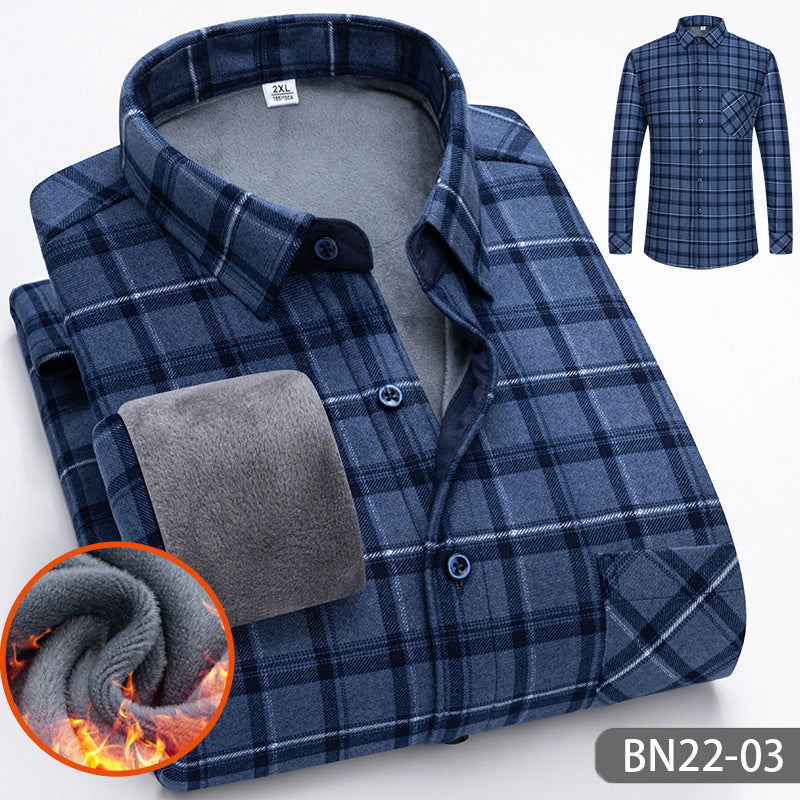 Herrenhemd mit warmem Futter und klassischem Karomuster - J&B - 2 - Jasminaboutique.com