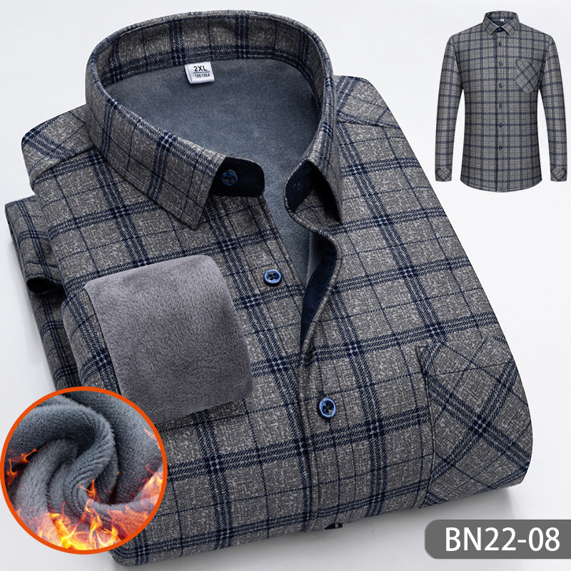 Herrenhemd mit warmem Futter und klassischem Karomuster - J&B - 5 - Jasminaboutique.com