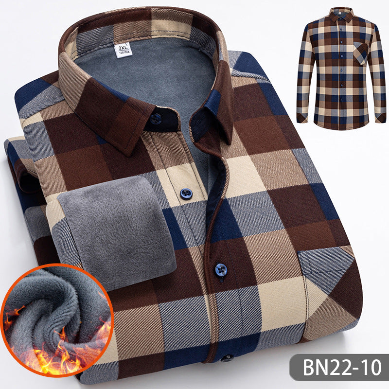 Herrenhemd mit warmem Futter und klassischem Karomuster - J&B - 7 - Jasminaboutique.com