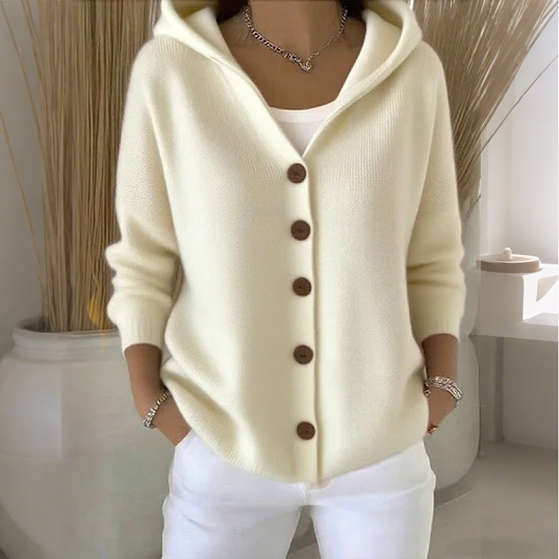 Cardigan Damen mit Kapuze und Knopfverschluss - J&B - 1 - Jasminaboutique.com