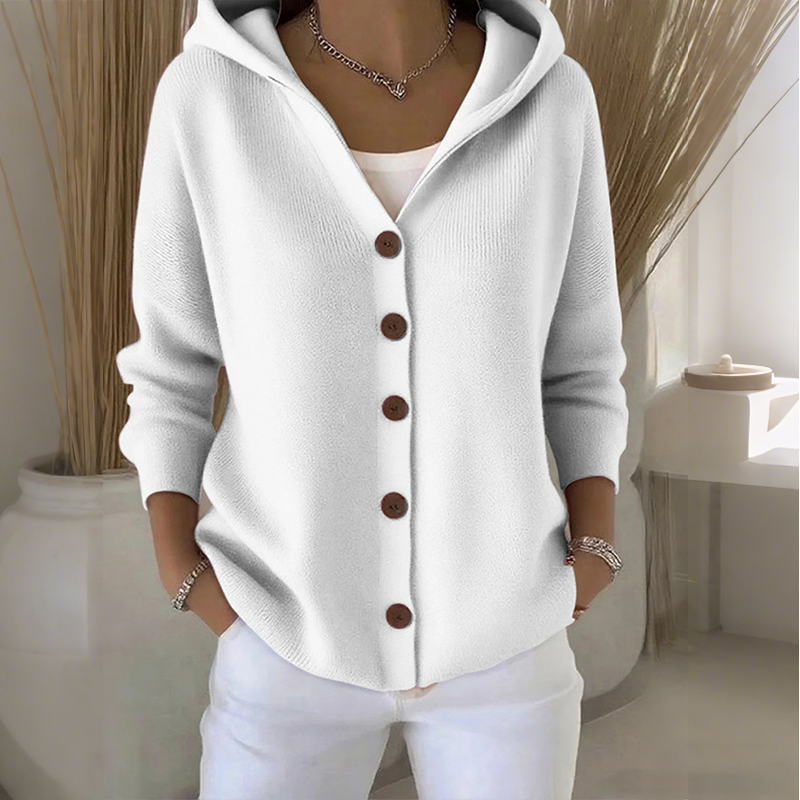 Cardigan Damen mit Kapuze und Knopfverschluss - J&B - 3 - Jasminaboutique.com
