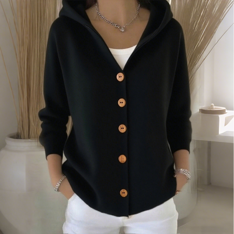 Cardigan Damen mit Kapuze und Knopfverschluss - J&B - 5 - Jasminaboutique.com