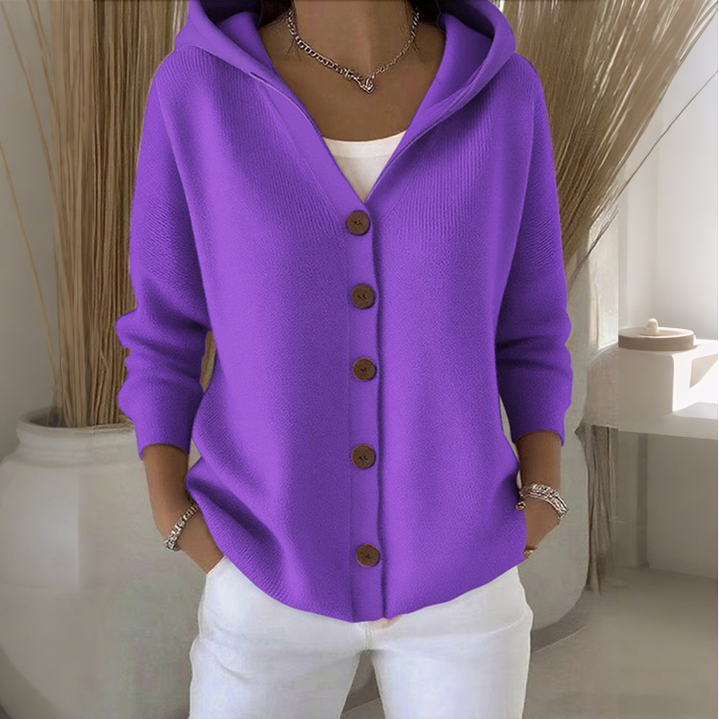 Cardigan Damen mit Kapuze und Knopfverschluss - J&B - 8 - Jasminaboutique.com