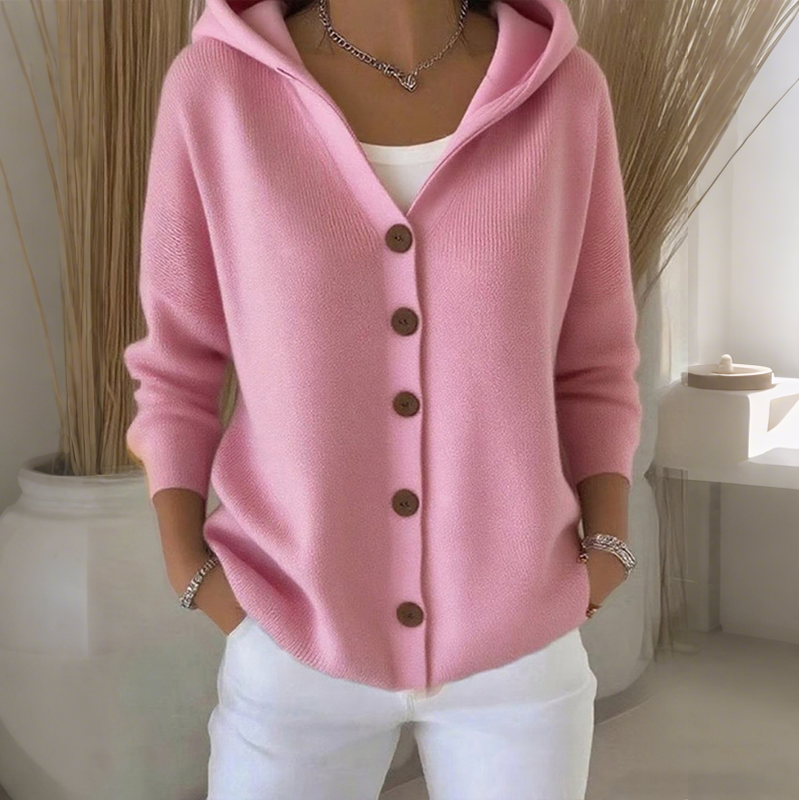 Cardigan Damen mit Kapuze und Knopfverschluss - J&B - 9 - Jasminaboutique.com