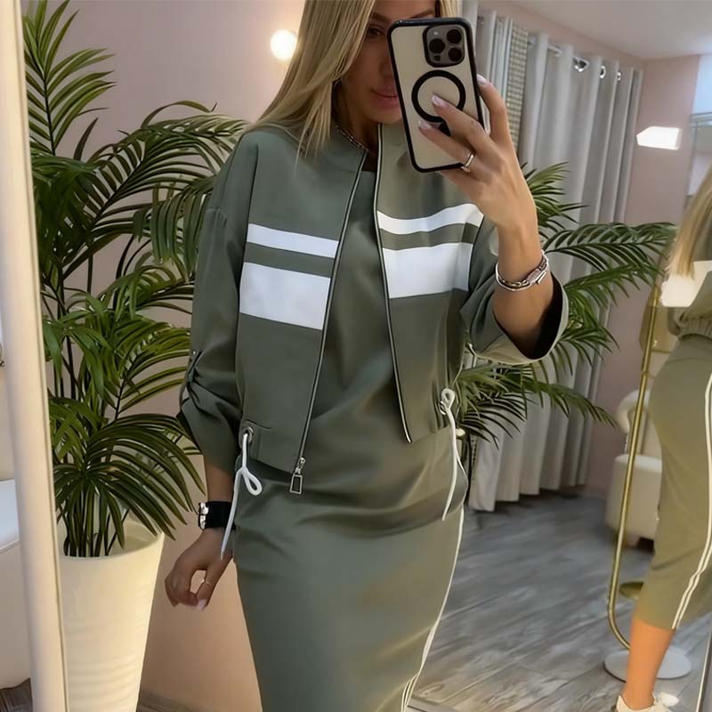 Damen Outfit mit Stehkragenjacke und Kleid - J&B - 1 - Jasminaboutique.com