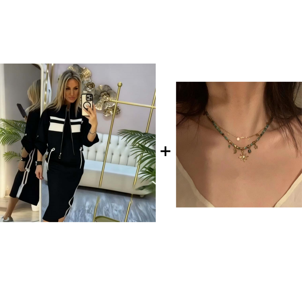 Damen Outfit mit Stehkragenjacke und Kleid - J&B - 11 - Jasminaboutique.com