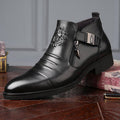 Leder-Stiefeletten Herren mit doppeltem Reißverschluss und spitzer Zehenpartie - J&B - 4 - Jasminaboutique.com