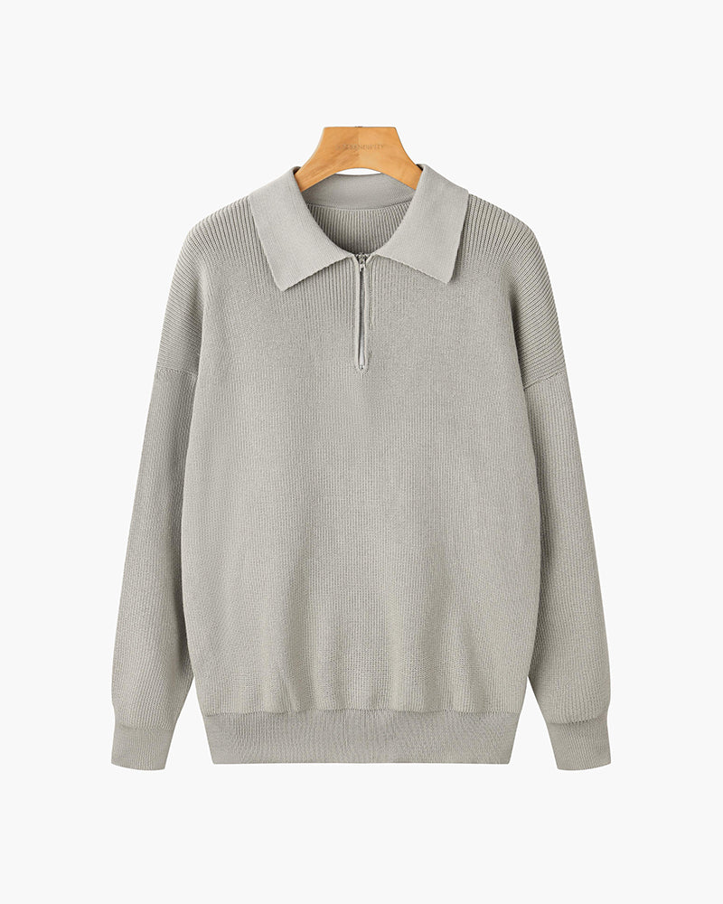 Pullover Herren mit Stehkragen und Reißverschluss - J&B - 2 - Jasminaboutique.com