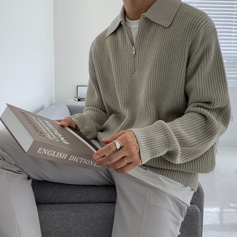 Pullover Herren mit Stehkragen und Reißverschluss - J&B - 4 - Jasminaboutique.com