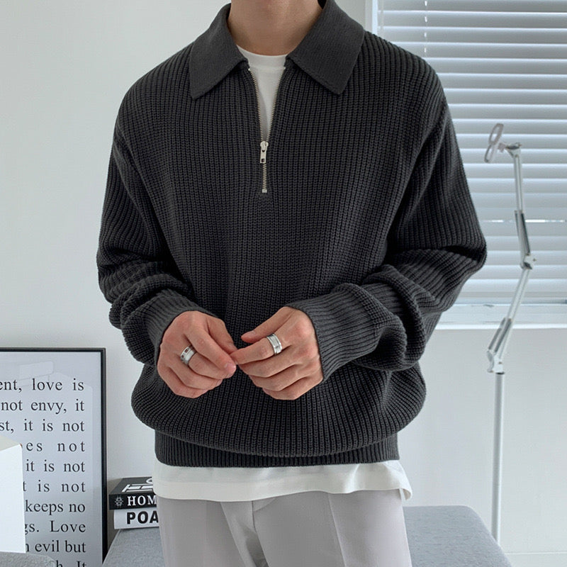 Pullover Herren mit Stehkragen und Reißverschluss - J&B - 10 - Jasminaboutique.com