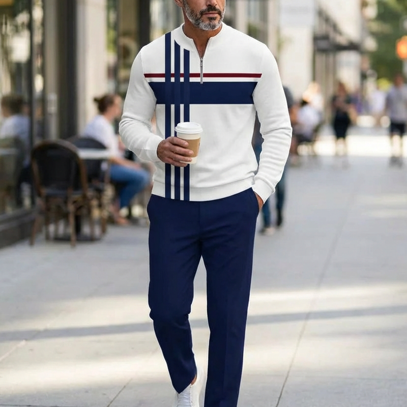 Outfit Herren mit Zip-Hemd und Hose - J&B - 4 - Jasminaboutique.com