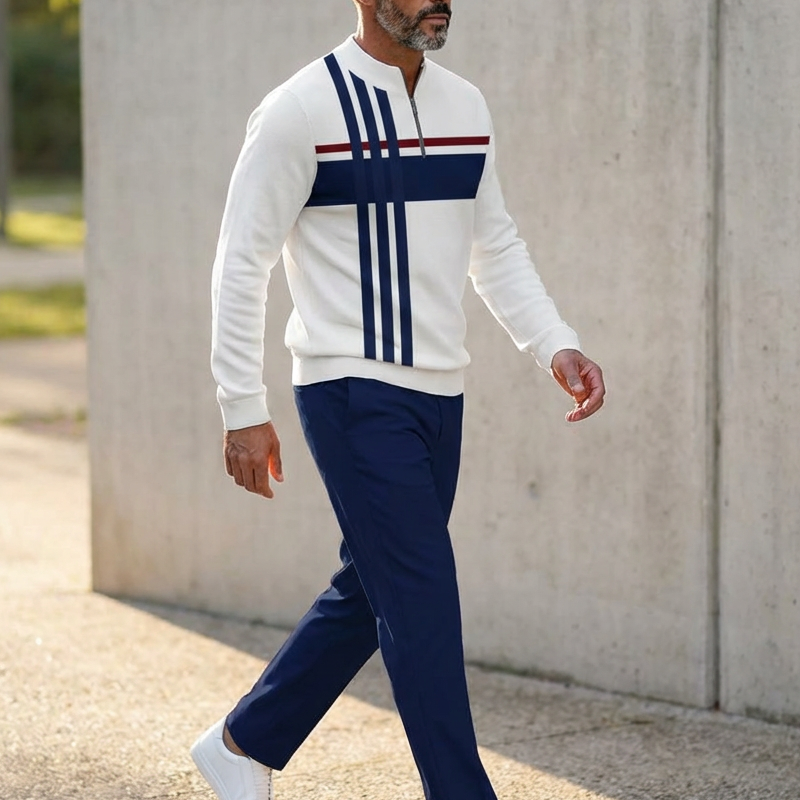 Outfit Herren mit Zip-Hemd und Hose - J&B - 11 - Jasminaboutique.com