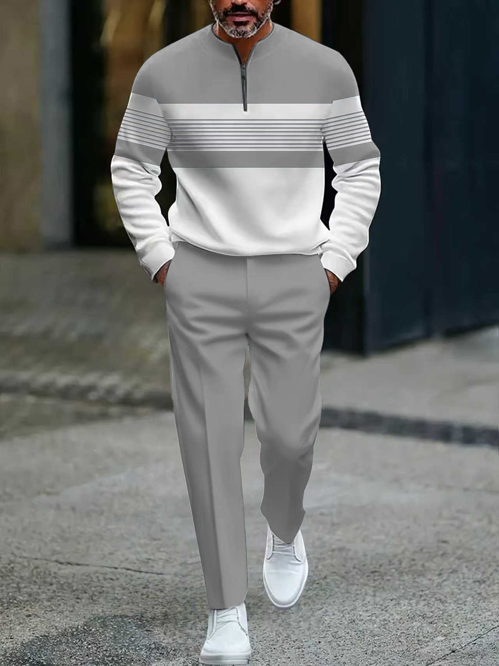 Outfit Herren mit Zip-Hemd und Hose - J&B - 14 - Jasminaboutique.com