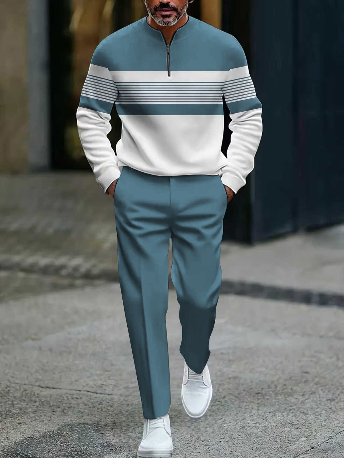 Outfit Herren mit Zip-Hemd und Hose - J&B - 16 - Jasminaboutique.com
