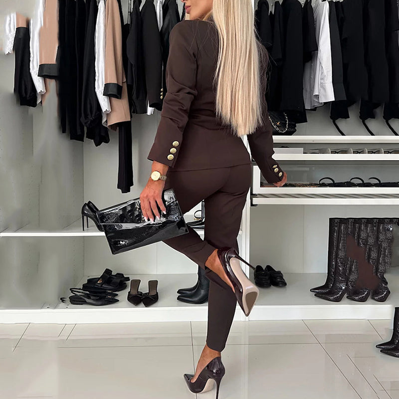 Blazer Set Damen mit taillierter Passform und doppelten Knöpfen - J&B - 7 - Jasminaboutique.com