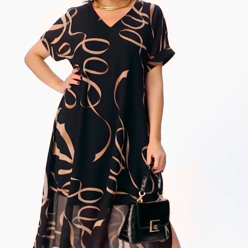 Maxikleid Damen mit V-Ausschnitt und lockerem Schnitt - J&B - 1 - Jasminaboutique.com