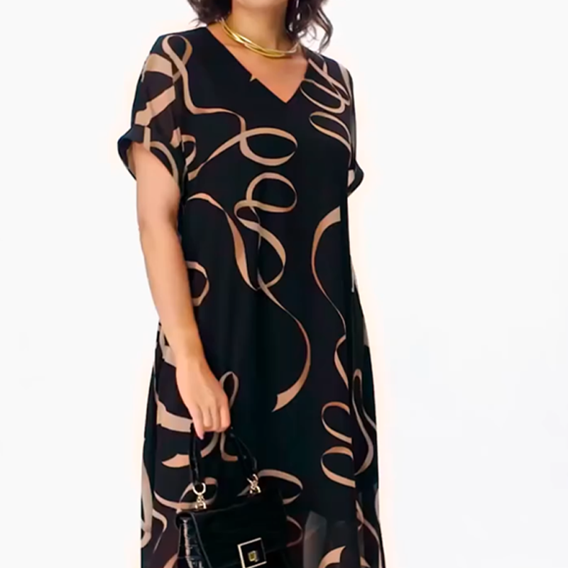 Maxikleid Damen mit V-Ausschnitt und lockerem Schnitt - J&B - 3 - Jasminaboutique.com