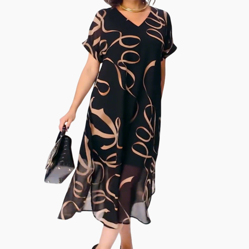 Maxikleid Damen mit V-Ausschnitt und lockerem Schnitt - J&B - 6 - Jasminaboutique.com