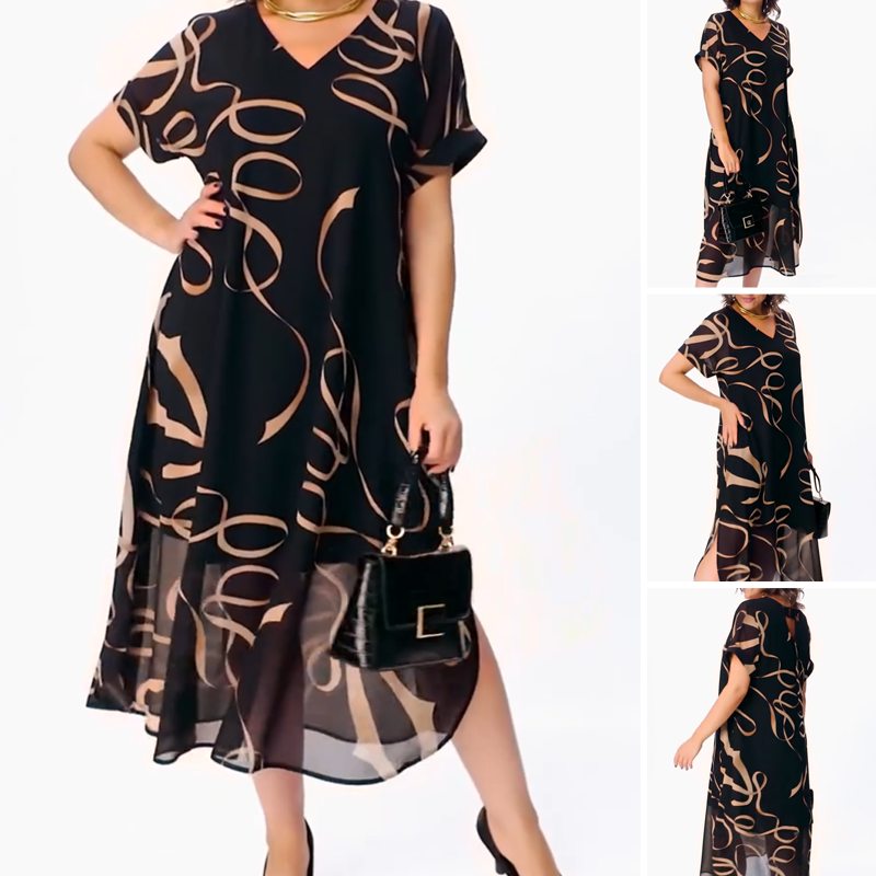 Maxikleid Damen mit V-Ausschnitt und lockerem Schnitt - J&B - 7 - Jasminaboutique.com