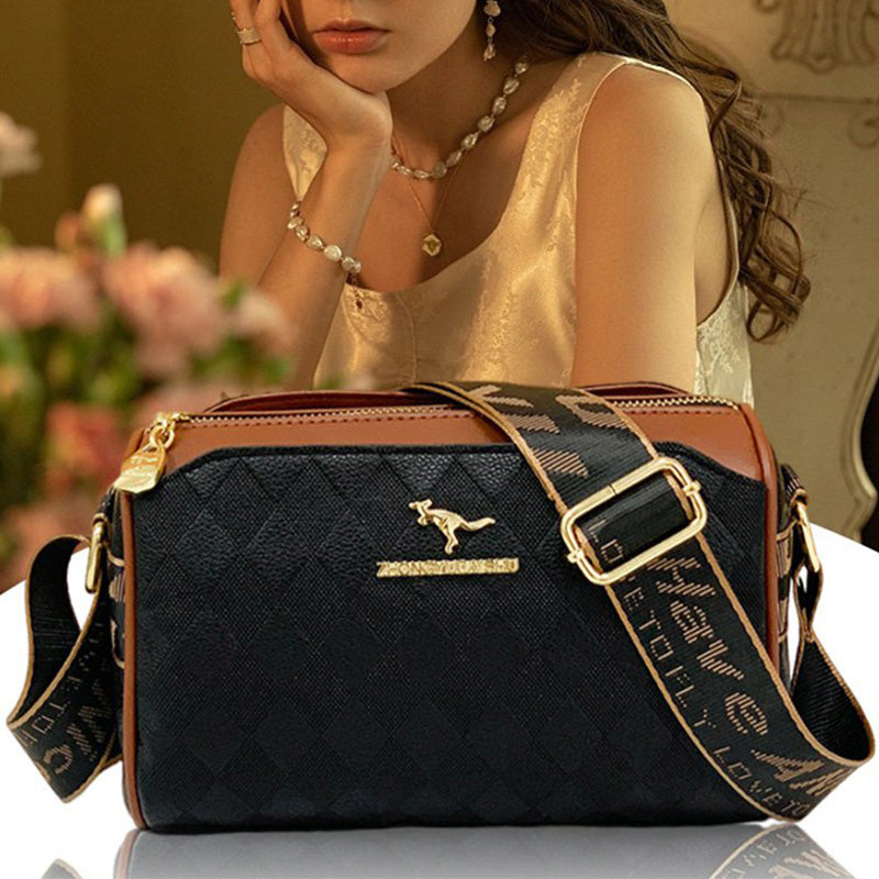 Stylische Umhängetasche Damen mit Rautenmuster und drei Fächern - J&B - 1 - Jasminaboutique.com
