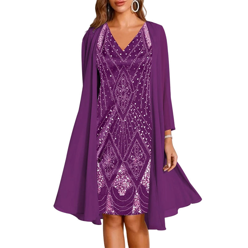 Zwei-Teiler Damen mit eleganter Silhouette und flatterndem V-Ausschnitt - J&B - 10 - Jasminaboutique.com