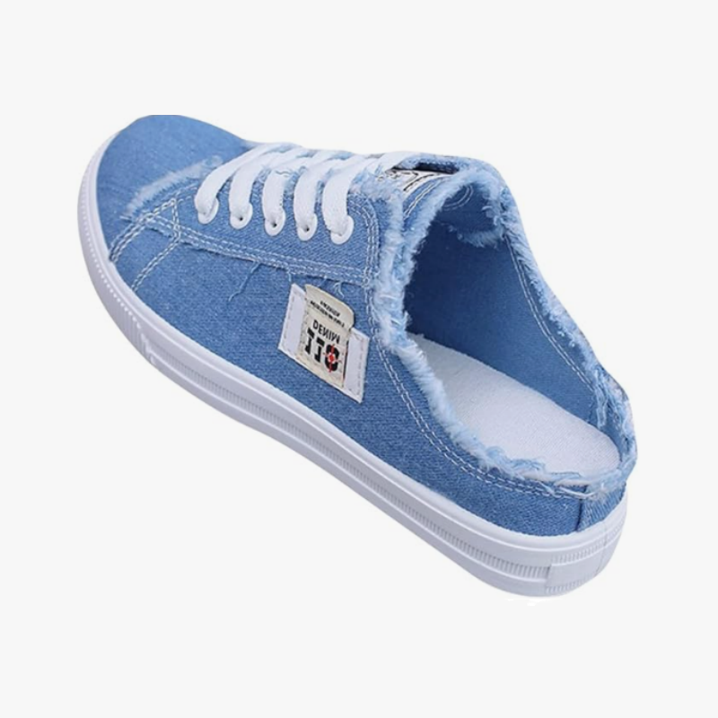 Sneaker Damen mit offener Ferse und fransigen Kanten - J&B - 2 - Jasminaboutique.com