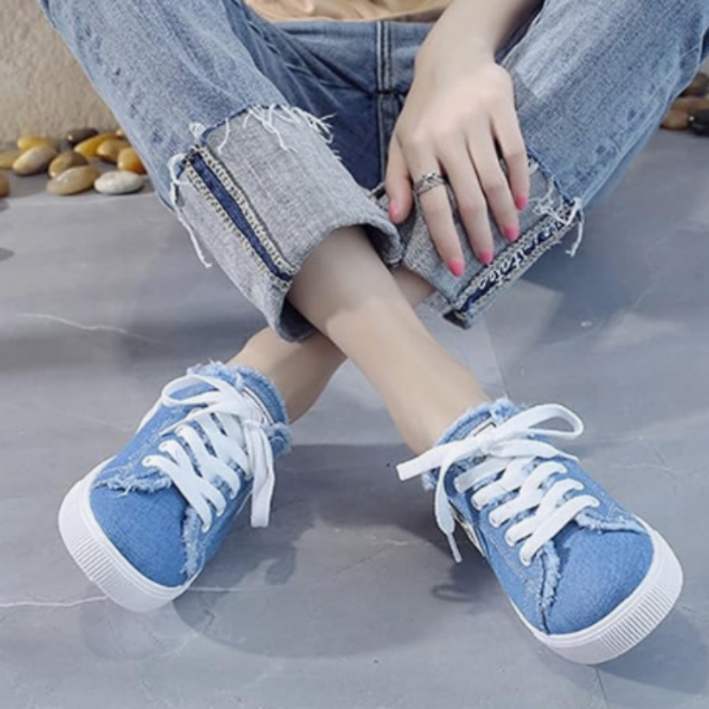 Sneaker Damen mit offener Ferse und fransigen Kanten - J&B - 4 - Jasminaboutique.com