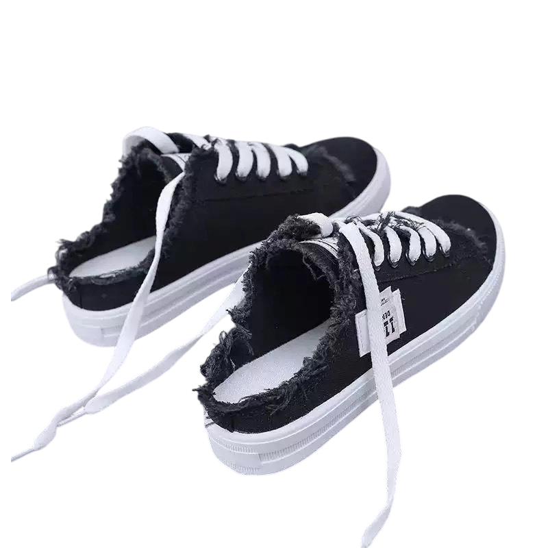 Sneaker Damen mit offener Ferse und fransigen Kanten - J&B - 8 - Jasminaboutique.com
