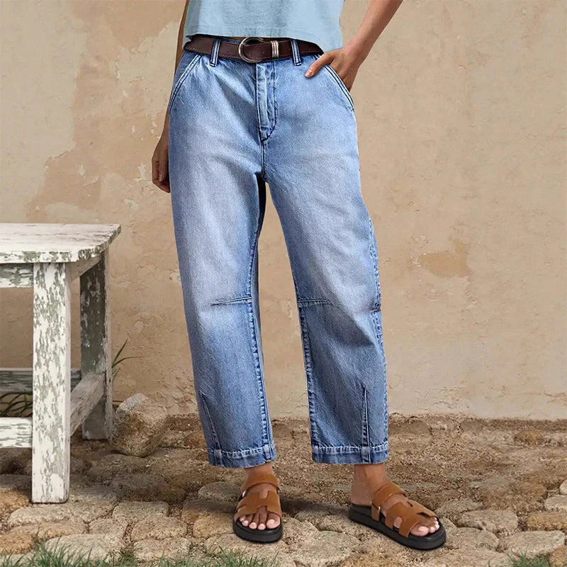 Cropped Jeans Damen mit weitem Bein und eleganter Silhouette - J&B - 9 - Jasminaboutique.com