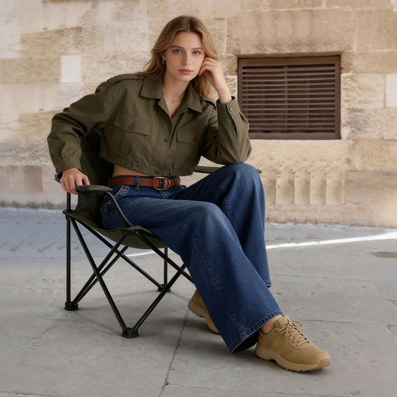 Hohe Taillierte Jeans Damen - Weite Beine mit Knopfdetail - J&B - 7 - Jasminaboutique.com
