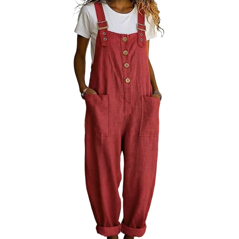 Lässige Damen-Latzhose mit verstellbaren Trägern und praktischen Taschen - J&B - 2 - Jasminaboutique.com