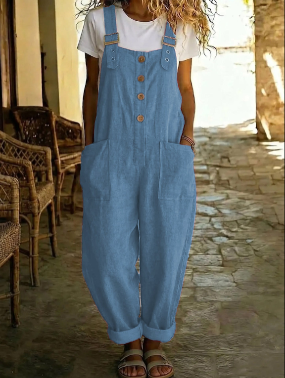 Lässige Damen-Latzhose mit verstellbaren Trägern und praktischen Taschen - J&B - 12 - Jasminaboutique.com