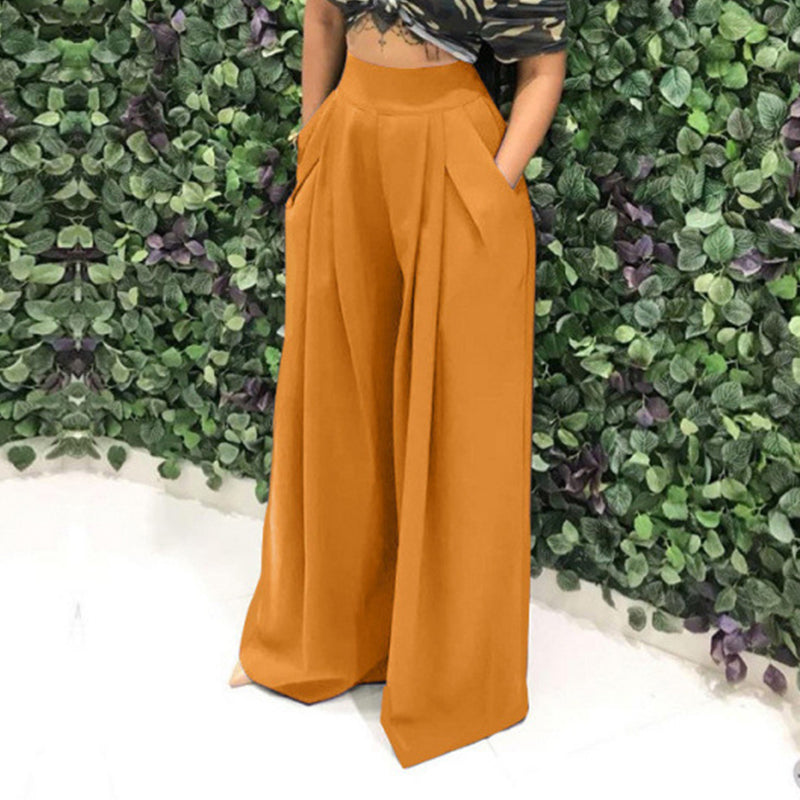 Hochtaillierte Damenhose mit weitem Bein und praktischen Taschen - J&B - 2 - Jasminaboutique.com