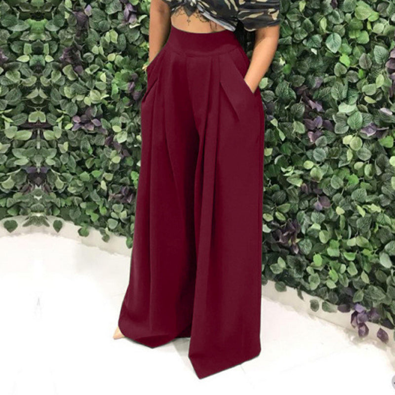 Hochtaillierte Damenhose mit weitem Bein und praktischen Taschen - J&B - 3 - Jasminaboutique.com